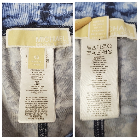 MICHAEL MICHAEL KORS Leggings Blue Tie Dye/ Abstract Print, NWT - Picture 4 of 6